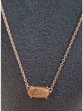 Kendra Scott Elisa Rose Gold Drusy Stone Necklace With Signature Dust Bag